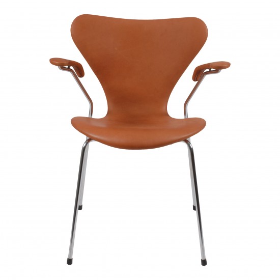 Arne Jacobsen 3207 seven armchair cognac aniline leather Cph